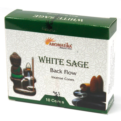 Aromatica Backflow Incense Cones - White Sage, Sandalwood, 7 Chakras, Rose, Dragons Blood