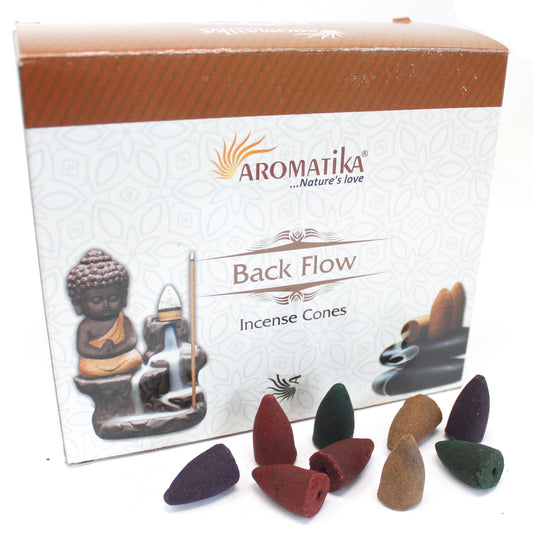 Aromatica Backflow Incense Cones - Palo Santo, Patchouli, Lavender, Nag Champa, Lotus