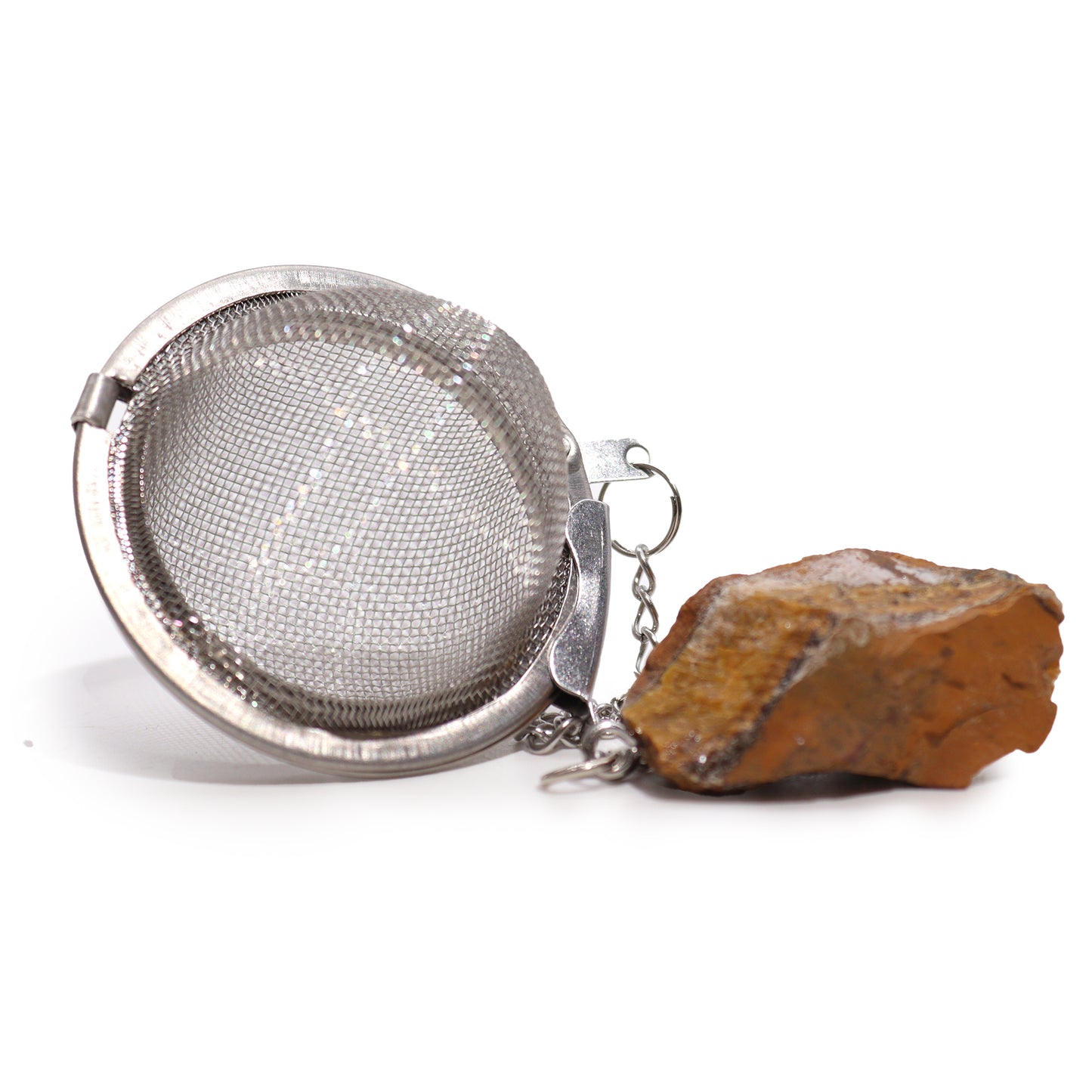 Raw Crystal Gemstone Tea Strainer - Smoky Quartz, Rock Quartz, Rose Quartz, Amethyst, Green Aventurine,Mookaite, Rainbow Moonstone, Gold Tigers Eye, Black Obsidian, Aquamarine