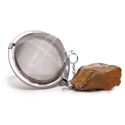 Raw Crystal Gemstone Tea Strainer - Smoky Quartz, Rock Quartz, Rose Quartz, Amethyst, Green Aventurine,Mookaite, Rainbow Moonstone, Gold Tigers Eye, Black Obsidian, Aquamarine
