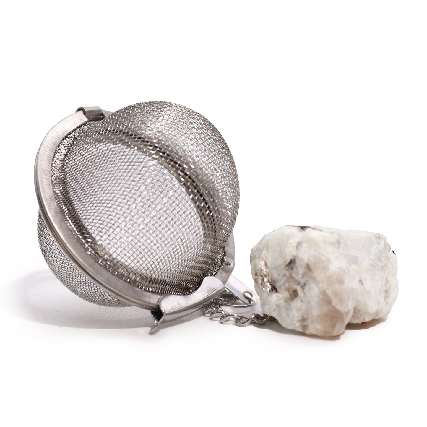 Raw Crystal Gemstone Tea Strainer - Smoky Quartz, Rock Quartz, Rose Quartz, Amethyst, Green Aventurine,Mookaite, Rainbow Moonstone, Gold Tigers Eye, Black Obsidian, Aquamarine