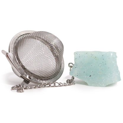 Raw Crystal Gemstone Tea Strainer - Smoky Quartz, Rock Quartz, Rose Quartz, Amethyst, Green Aventurine,Mookaite, Rainbow Moonstone, Gold Tigers Eye, Black Obsidian, Aquamarine