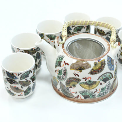 Herbal Teapot Set - Classic White, Butterflies, Green Mosaic.Blue Star, Amber, Blue Pattern, White Stone Oriental, Chinese Fan