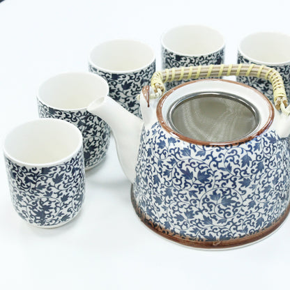 Herbal Teapot Set - Classic White, Butterflies, Green Mosaic.Blue Star, Amber, Blue Pattern, White Stone Oriental, Chinese Fan