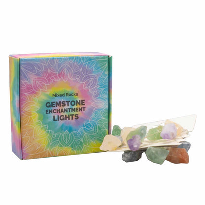 Gemstone Enchantment Lights- Rose Quartz, Celestite, Citrine, Mixed Rocks, Amethyst, Crystal Jade, Himalayam Rock Salt, Orange Jade