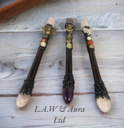 Crystal Magic wands - Amethyst, Rose Quartz