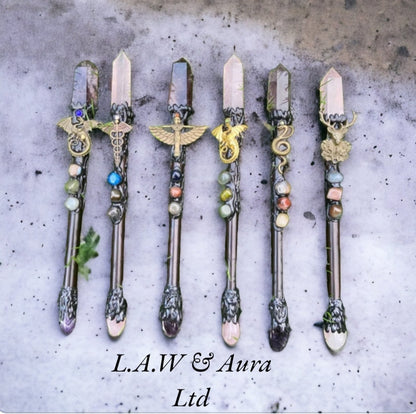 Crystal Magic wands - Amethyst, Rose Quartz