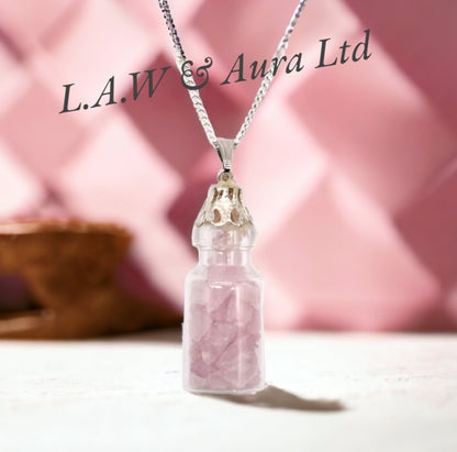 Bottled Gemstones Necklace - Rose Quartz, Amethyst, Oplalite, Black Onyx, Tigers Eye