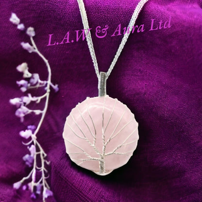 Tree of Life Gemstone Necklace - Rose Quartz, Amethyst, Opalite, Blck Onyx, Tigers Eye