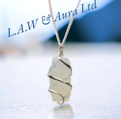 Cascade Wrapped Gemstone Necklace - Rough Rose Quartz, Opalite, Amethyst, Black Onyx, Tigers eye