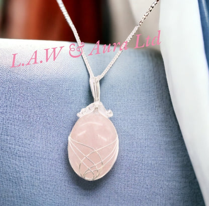 Swirl Wrapped Gemstone Necklace - Opalite, Amethyst, Rose Quartz, Tigers Eye , Black Onyx