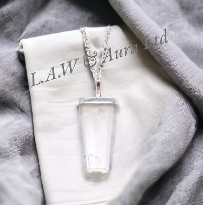 Gemstone Flat Pencil Pendant - Rose Quartz, Rock Quartz, Amethyst, Black Agate, Tigers Eye