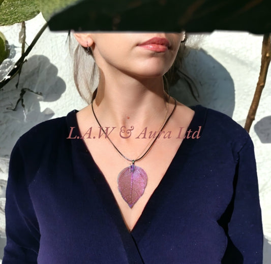 Necklace - Bravery Leaf - Silver, Multi Colour