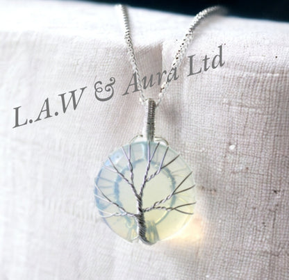 Tree of Life Gemstone Necklace - Rose Quartz, Amethyst, Opalite, Blck Onyx, Tigers Eye