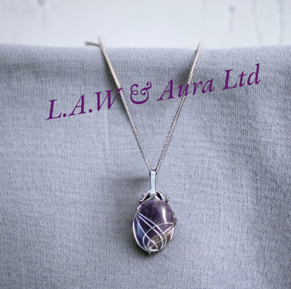 Swirl Wrapped Gemstone Necklace - Opalite, Amethyst, Rose Quartz, Tigers Eye , Black Onyx