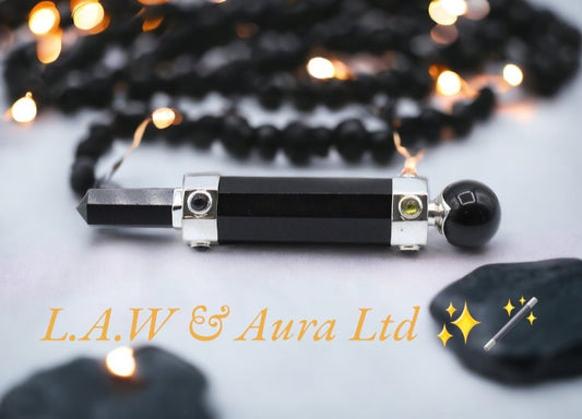 Hexagonal Crystal Healing Wand - 12cm - Rose Quartz, Rock Quartz, Black Agate