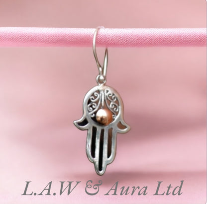 Silver & Gold Earring - Hamsa