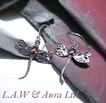 Silver & Gold Earring - Dragonflies