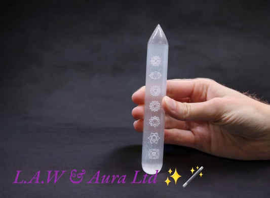 Selenite Wand - 16 cm (Point one End) 7 Chakra