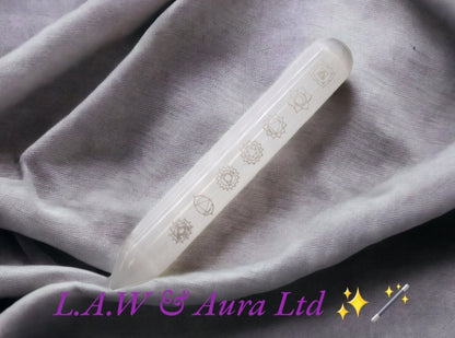 Selenite Wand - 16 cm (Point one End) 7 Chakra