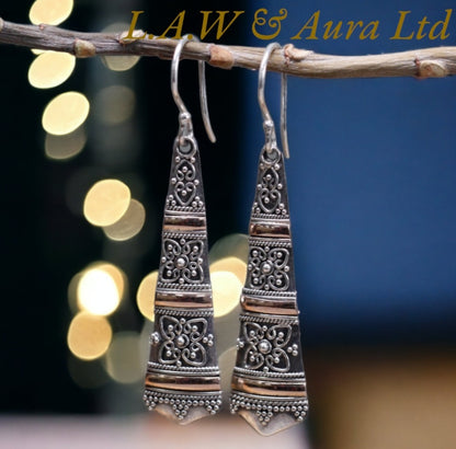 Silver & Gold Earring - Tribal Drops