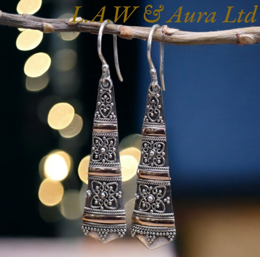 Silver & Gold Earring - Tribal Drops