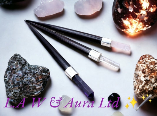 3x Simple Pointed Healing Wand - Rose, Rock, Amethyst