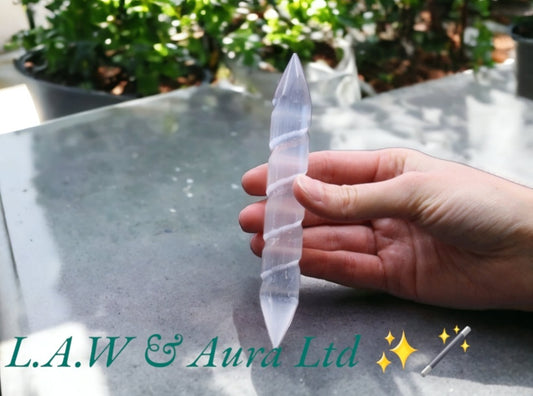 Selenite Spiral Wands - 16 cm (Point Both Ends)