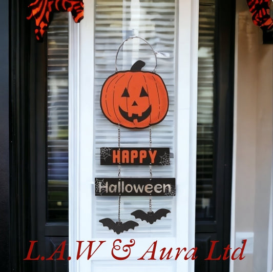 Happy Halloween Pumpkin Chain Sign
