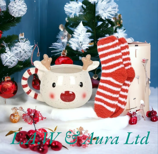 Rudolph Reindeer Mug and Socks Set