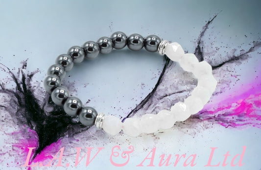 Faceted Gemstone Bracelet - Magnetc Rose Quartz
