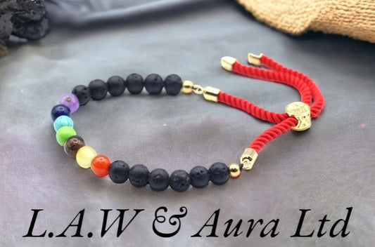 18K Gold Plated Gemstone Royal String Bracelet - Lava Stone Chakra