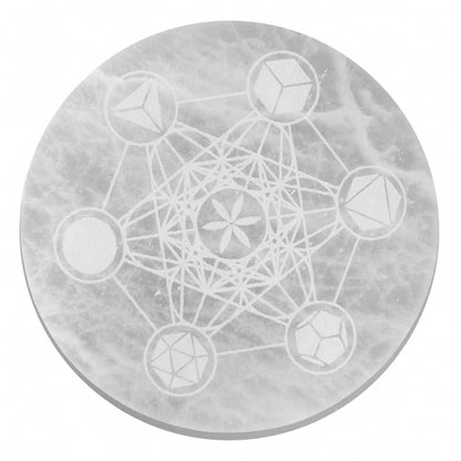 Selenite Large Charging Plate 18cm - Sacred Geometry
