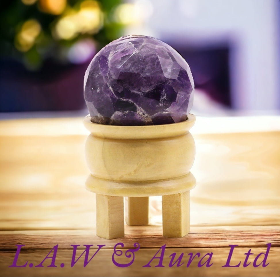 Gemstone Faceted Healing Ball & Stand - Amethyst