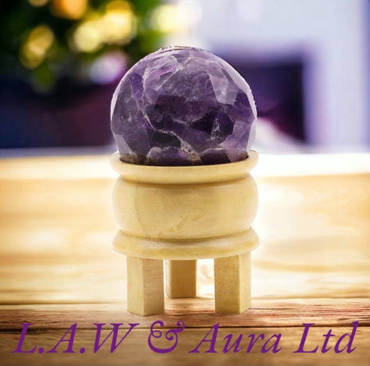 Gemstone Faceted Healing Ball & Stand - Amethyst