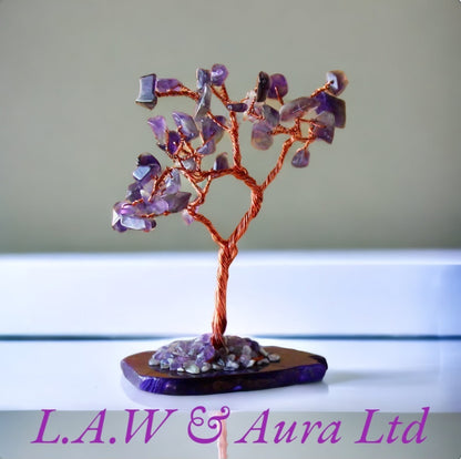 Gemstone Tree - Amethyst on Natural Agate Base (35 stones)