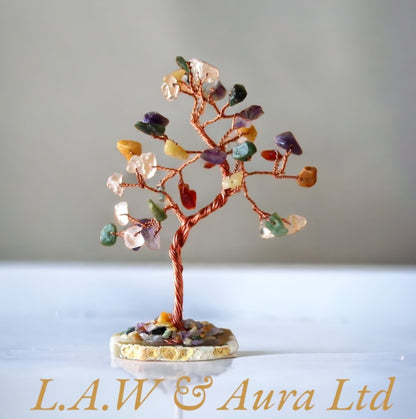 Gemstone Tree - Multi Stones on Natural Agate Base (35 stones)