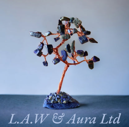 Gemstone Tree - Sodalite on Blue Agate Base (35 stones)