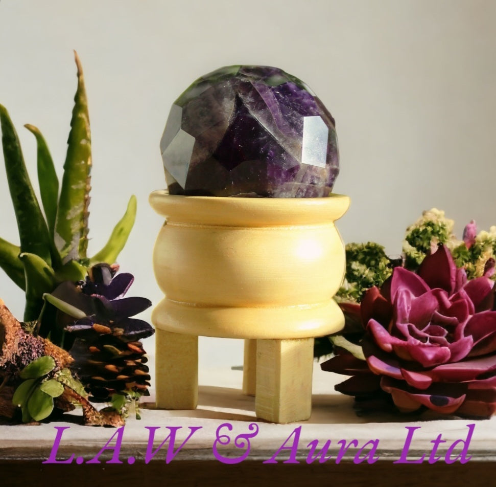 Gemstone Faceted Healing Ball & Stand - Amethyst