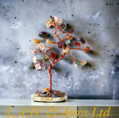 Gemstone Tree - Multi Stones on Natural Agate Base (35 stones)