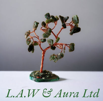 Gemstone Tree - Green Aventurine on Green Agate Base (35 stones)