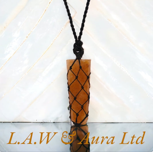Laced Gemstone Flat Point Pendant - Golden Quartz