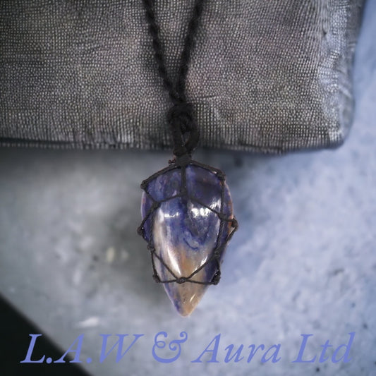 Laced Gemstone Teardrop Pendant - Sodalite