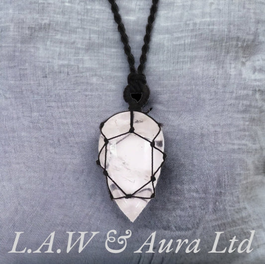 Laced Gemstone Teardrop Pendant - Rock Quartz