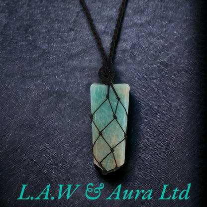 Laced Gemstone Flat Point Pendant - Amazonite