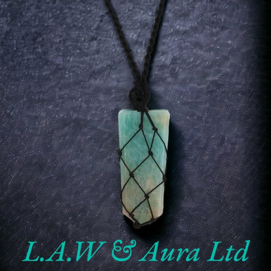 Laced Gemstone Flat Point Pendant - Amazonite