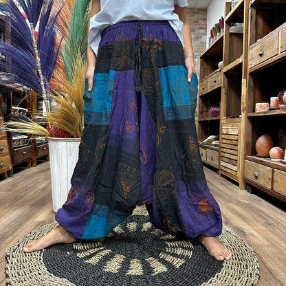 Yoga and Festival Pants - High Cross Himalayan Print on Grey