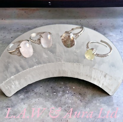 Sterling Silver 925 Adjustable Crystal Rings 💍 ✨️