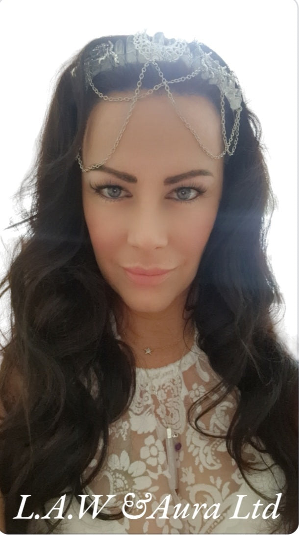White Quartz Headband Hand Made for Head Hoop Alloy Wire Entangle Daily Hair Decoration