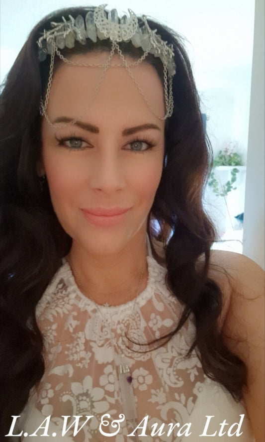 White Quartz Headband Hand Made for Head Hoop Alloy Wire Entangle Daily Hair Decoration